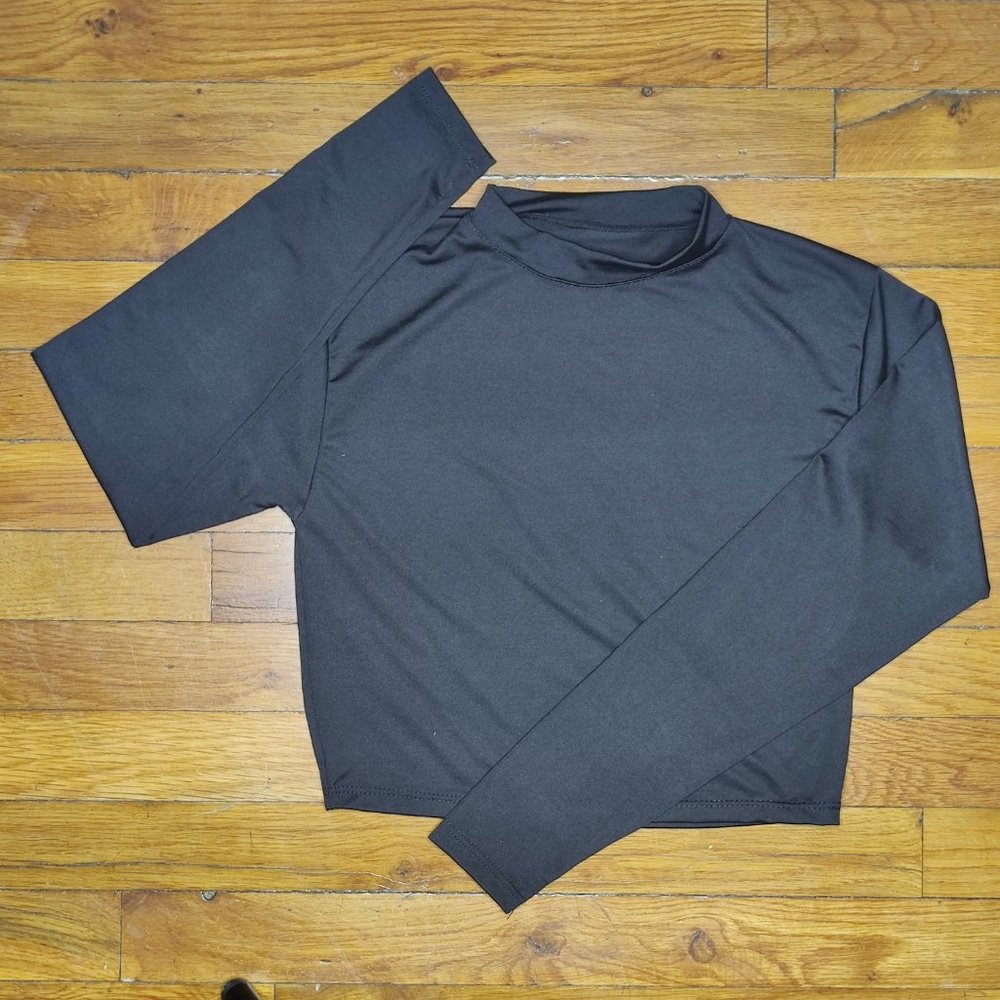 Long sleeve crop top Gym Fitness One size Fits S/M Black